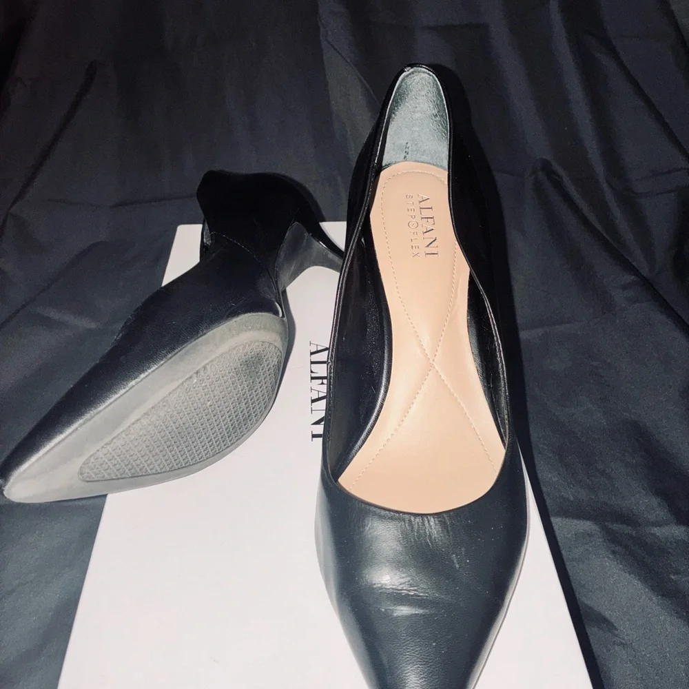 Alfani Women's Sleek Black Leather Heels